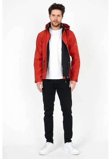 Sivaist Yeni Sezon Erkek Turuncu Softshell Kapüşonlu Iç Cepli Mont
