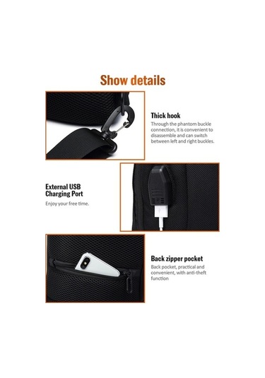 Wondernest Ozuko 9223 Korsan Güçlü Erkek Çanta, Usb Şarj, Suya Dayanıklı, Büyük Boy, Stil: Güvenli Tasarım Altın