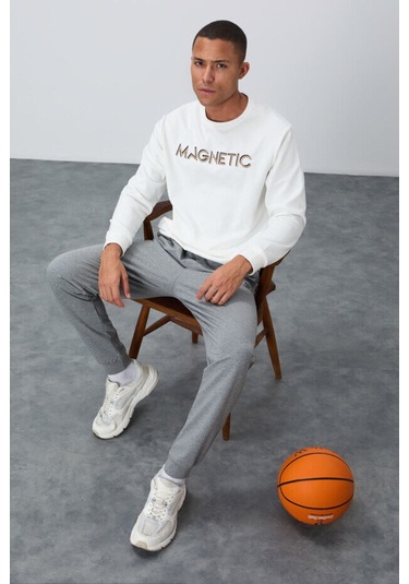 Rahat Form O Yaka 2li Paket Siyah-ekru Erkek Sweatshirt - 88020 Siyah - Ekru