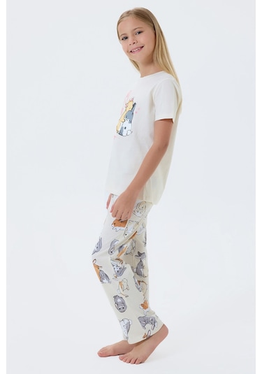 Rolypoly Kız Çocuk Krem Pijama Takım KREM