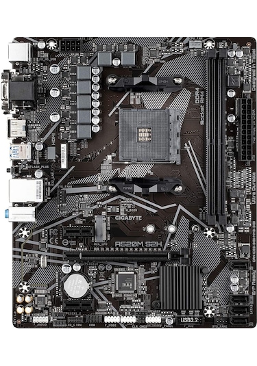 Gigabyte A520M-S2H AMD A520 5100 MHz (OC) DDR4 Soket AM4 mATX Anakart