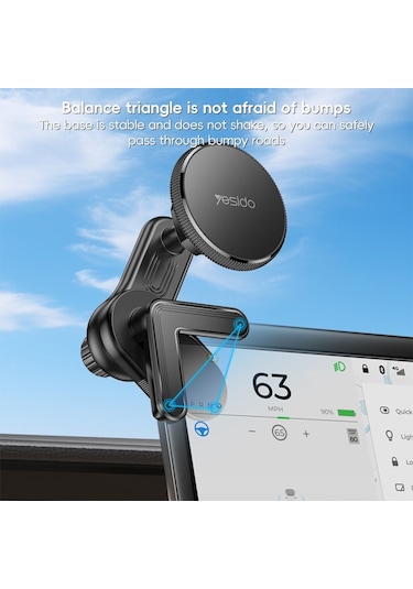 Yesido C213 Araba Kayan Ekran Klipsli Magsafe Manyetik Telefon Tutucu Siyah