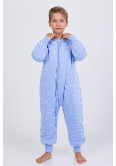 Erkek Çocuk Uyku Tulumu Kalın Elyaf Dolgulu Premium Kalite 2.5 Tog Açık Mavi