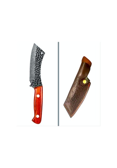 Omeniv El Yapımı 4cr13 Paslanmaz Çelik Outdoor Kamp Şef Bıçağı Kahverengi