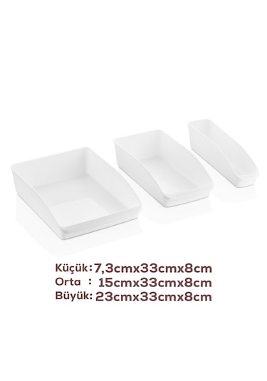 Porsima Org-49-p 3lü Çok Amaçlı Plastik Dolap Içi Düzenleyici Saklama Kutusu Organizer Sepet - Beyaz