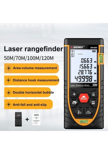 Besthome1 Sndway Lazerli Mesafe Ölçer - 120m'ye Kadar Hassas, Alan/hacim Hesaplama, Su Geçirmez