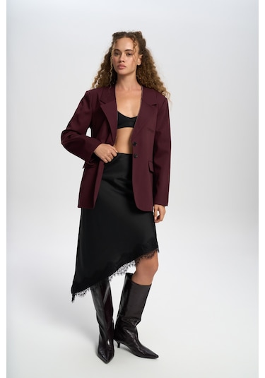 Mai Studios Co. Volda Yaka Detay Bordo Blazer Bordo