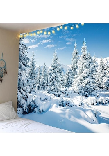 Kar Sahne Noel Goblen Polyester Blacklight Goblen, Oturma Odası Yatak Odası Ofis Ev Dekor Için Duvar Asılı