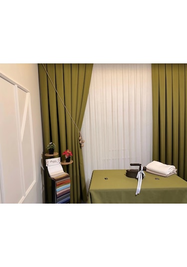 Nivemeshome Yeşil 140x220 Keten Masa Örtüsü Yeşil