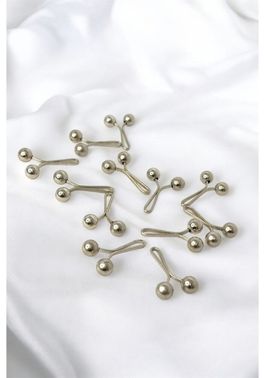 Eşarp Şal Klipsi Gümüş İnci Model 1 Adet Klips - Kadın Tesettür Aksesuar Gümüş