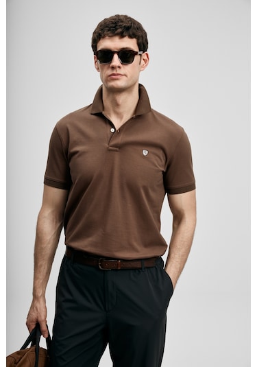 Lufian Laon Smart Erkek Polo Tişört Koyu Kahve Koyu Kahve 111040230100410
