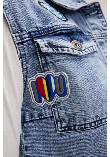 Joanne Blue Kadın Denim Yelek Mavi