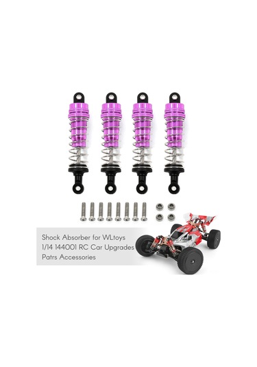 Suofeng 1/14 Wltoys 144001 İçin Metal Tekerlek Amortisörü - Mor Renk, 4 Adet, Alüminyum Alaşımlı 61-74cm