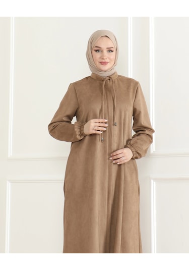 Süet Kumaş Salaş Kesim Ferace / Kahve - F0504 Kahverengi