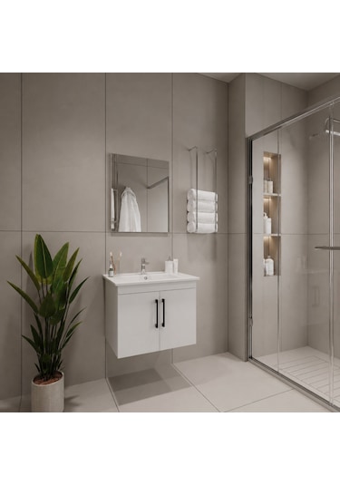 Creavit D20 Banyo Dolabı Seti Çekmeceli 80 Cm Beyaz