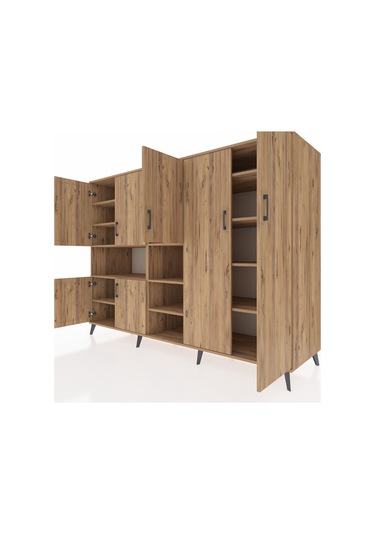 Kronos Dolap 13 Raflı 7 Kapaklı 220x59x163 Çam-çam Çam-çam