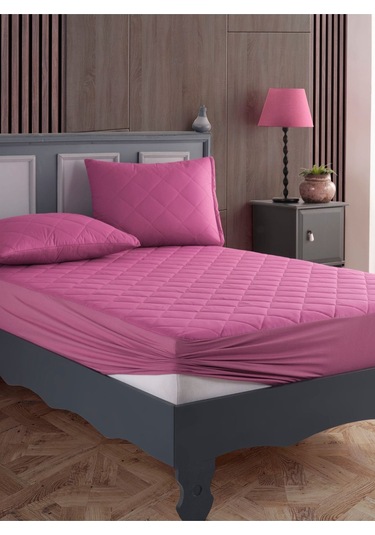 Tek Kişilik Alez Seti %100 Pamuk Kapitone Su Sıvı Geçirmez Yatak Yastık Alezi Yatak Yastık Koruyucu Lila
