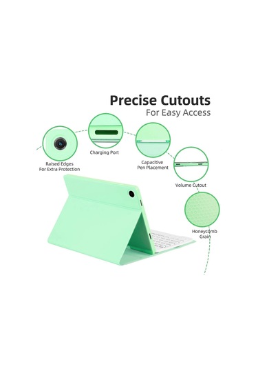 Çıkarılabilir Rgb Arka Aydınlatmalı Klavye Çok Renkli Uyumlu Samsung Galaxy Tab A9+ Deri Kılıf