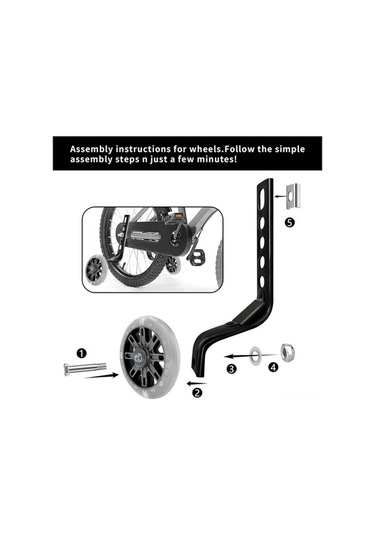 Ebitda Xindoker 12-20 İnç Bisiklet Eğitim Tekerlekleri - Siyah Ve Parlak Renkler Siyah