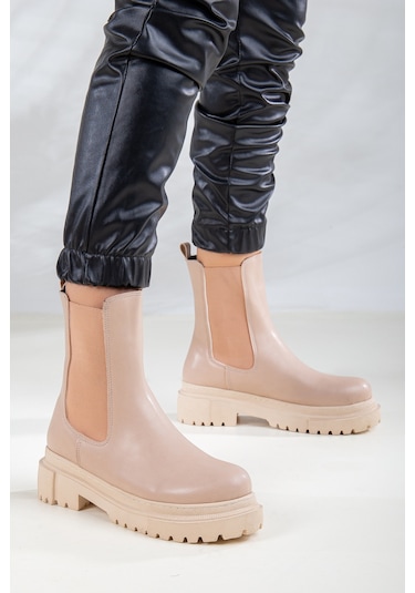 D1850 Kadın Yanı Lastikli Ortopedik Bot Bootie Nut