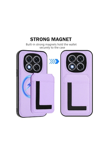 Redmi Note 14 Pro 5g Cx01 Çıkarılabilir Magsafe Manyetik Kart Çantası Telefon Kılıfı Açık Mor