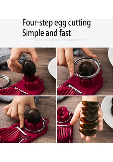Cbtx Çok Fonksiyonlu Yumurta Kesici Mutfak Aracı Paslanmaz Çelik Fantezi Yumurta Kesici Kırmızı Şarap