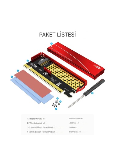 M.2 Nvme'yi Pcı-e 4.0 X16 Adaptörüne Dönüştürücü Isı Emicili İle