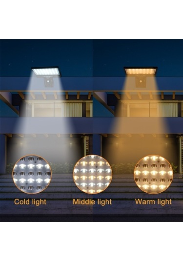 Besthome1 Güneş Enerjili Duvar Lambası, Pır Sensörlü, 104 Led, 4 Mod, 5200mah Pil, Ip65 Su Geçirmez, Type-c Şarj, Kumanda Kont Siyah