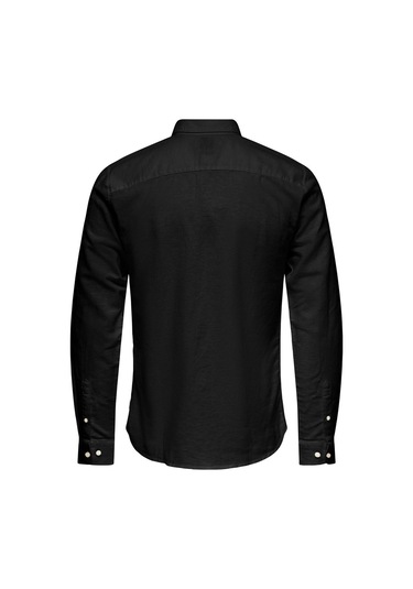 Only & Sons Erkek Onscaiden Slim Fit Keten Gömlek 22012321 Siyah