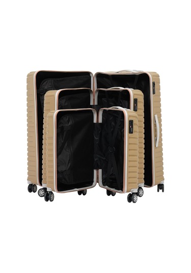 3'lü Set Silikon Kırılmaz Pp Unisex Gold Krem Valiz Pwvlz005 Gold Krem