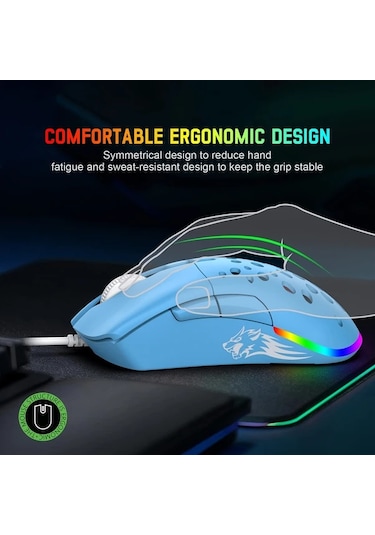 Techbloom Zıyoulang White Kablolu Oyun Faresi Modüler 2 Degisebilir Kapak Ayarlanabilir Agirlik 7 Programlanabilir Tus Rgb Aydinlatma -