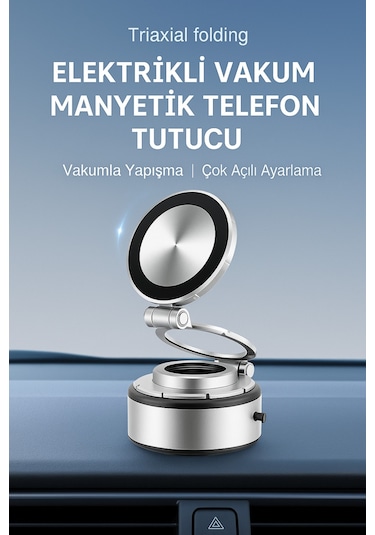 Vakumlu 3 Hareketli Araç Tutacağı 360 Derece Gri