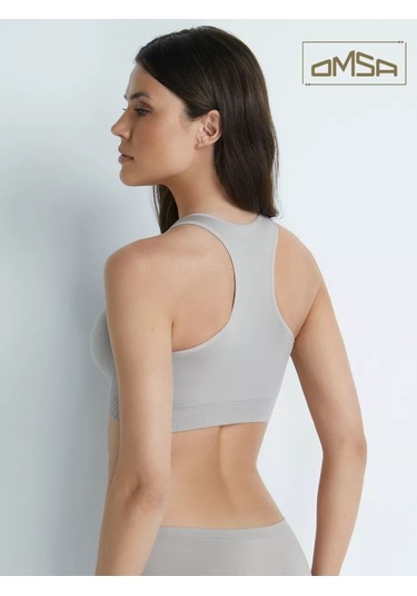 Omsa Mikrofiberden Yapılmış Kesik Crop Top, Termal, Dikişsiz 172722922 Kahverengi-gri