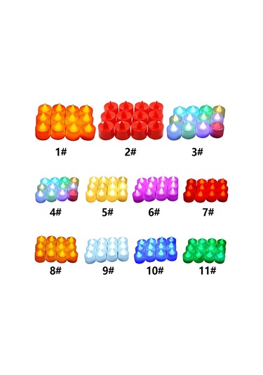 Teltree Beyaz Kasa Kırmızı Işıklı, Yanmayan, Tütünsüz Led Mumlar - Ev, Düğün, Doğum Günü Dekorasyon Malzemesi Kutu 24 Adet Renkli