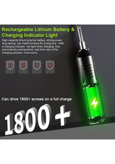 Symbee Şarj Edilebilir Mini Elektrikli Tornavida Seti - 2000mah Pil, Usb Şarj, 7 Uçlu