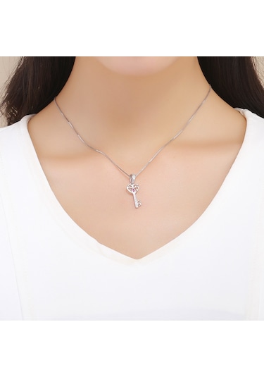 S925 Ayar Gümüş Mutluluk Anahtar Kolye Charm Aksesuarları Çok Renkli