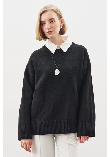 Chunky Oversıze Kazak Siyah Siyah