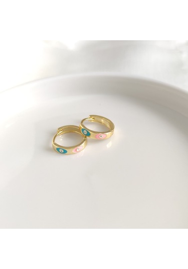 İthal Çift Taraflı Mineli Göz 15 Mm Halka Gümüş Küpe Beyaz