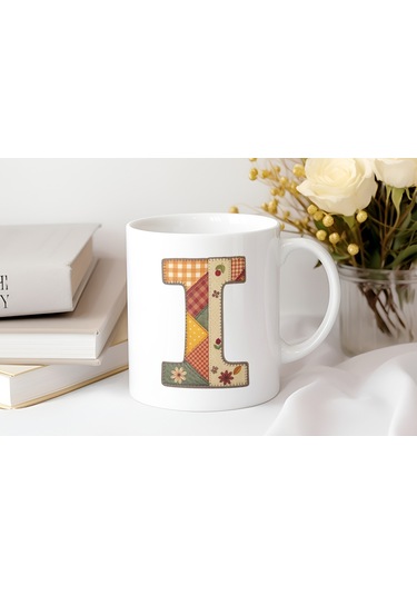 I Harfi Sonbahar Kış Temalı Yamalı Tasarım Kupa Bardak - Etnik Ve Pathwork Severlere Özel Hediye Beyaz