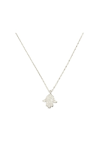 925 Ayar İthal Gümüş Zirkon Taşlı Fatma Ana Eli Hamsa Model Kolye Anlamlı Ve Şık Tasarım Gümüş