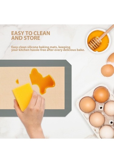 Maoyaya Silikon Pişirme Matı, 3'lü Paket - Yapışmaz, Isıya Dayanıklı, Gıda Güvenli, Sarı-gri Sarı - gri