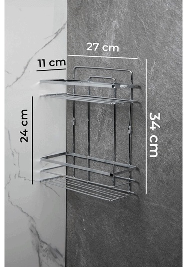 Banyo Köşe Rafı 2 Katlı Şampuanlık Duvara Monte Vidalı Çok Renkli