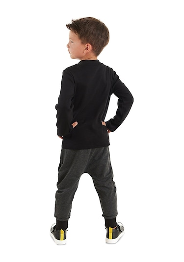 Denokids Mshb&g Süper Kahraman Erkek Çocuk Siyah T-shirt Gri Pantolon Takım Siyah