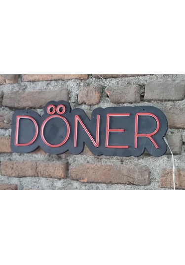 Döner Neon Ledli Duvar Aydınlatması Siyah