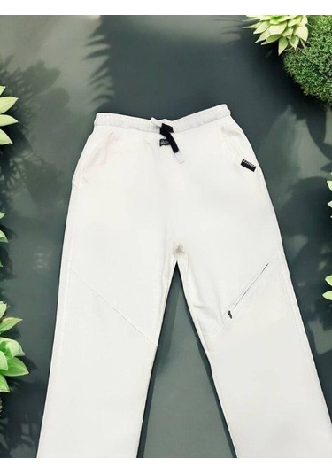 Erkek Çocuk Pamuklu Beli Lastikli Eşofman Alt-15127 Ekru