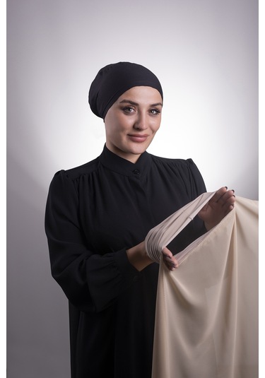 Halven Yavru Ağzı Pratik Hazır Geçmeli Şal Şifon Boru Boneli 3001 35