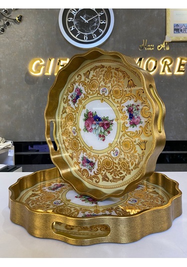 Yuvarlak Tepsi Kçk Altın