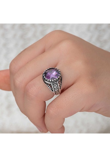 Casera's Gümüş Lila Zirkon Taşlı Çocuk Erkek Yüzük Csr2184720 Gümüş