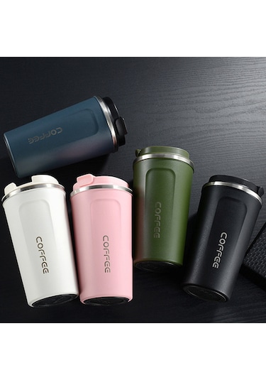 Samdoo 304 Çelik İkili Vakumlu Isıtıcı Bardak, 510ml Pembe, Araçta Taşınabilir, Ev Ofis Spor Seyahat Kullanıma Uygun Siyah