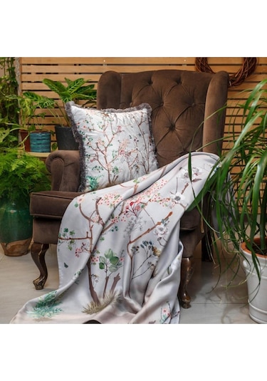 Gri Bahçe Tasarımlı Yastık/kırlent Dolgu Boncuk Elyaf, Uluslararası Yıkama Ve Solmama Sertifikası Çok Renkli